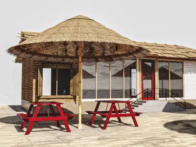 Beach Bar Low-poly 3D model