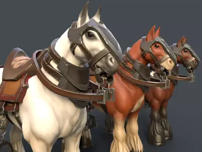 Stylized Horse Low-poly 3D model purchase
