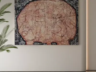 Textured Abstract Wall Art in Earthy Tones 3D model