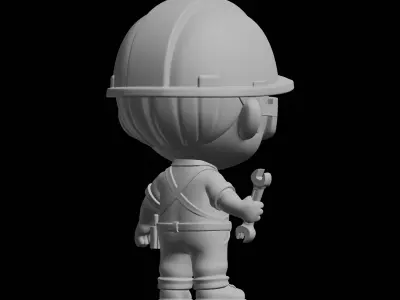 Chibi Engineer 3D Print Model Cartoon Character 3D print model