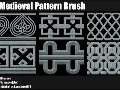 100 medieval Pattern Brush and 3d Models and Alpha VOL03 3D model