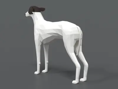 Low Poly Cartoon Greyhound Dog Low-poly 3D model