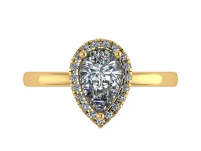 Pear shape halo diamond ring 3D print model