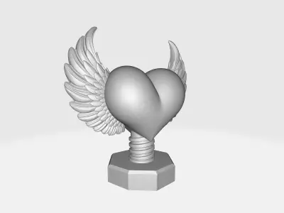 Winged Heart Sculpture Romantic Valentine Day Gift 3D print model