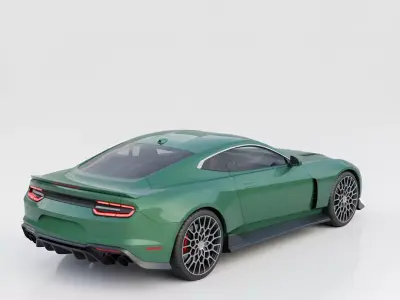 Modern British Racing Green Sports Coupe Low-poly 3D model