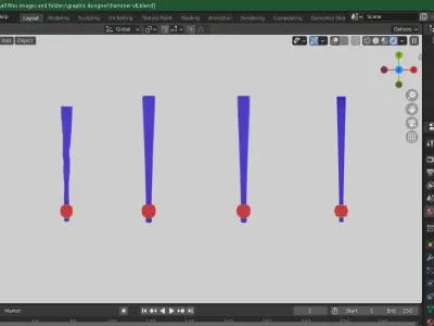 Hammer propeller Low-poly 3D model