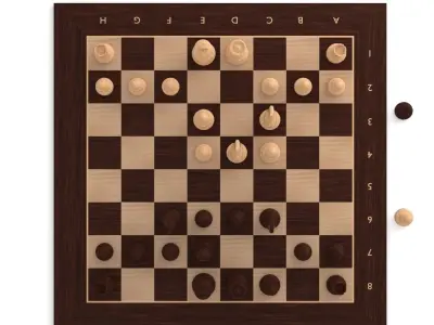 Chessset wooden chess board with pieces Free 3D model