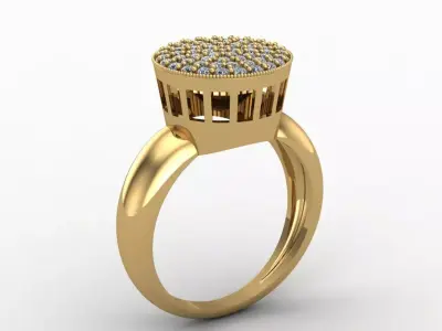 Round Diamond Cluster Ring 3D print model