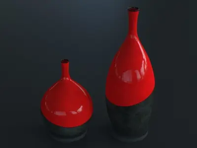 Package 2 Vases -  Concrete and  Ceramic - 100 cm and 60 cm high 3D model