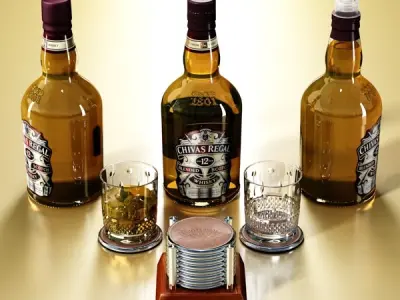 Chivas Regal Bottle Glass Coaster Collection 3D model