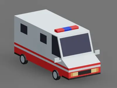 Cars trucks and buses Low-poly 3D model