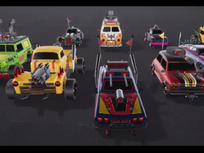 Post Apocalyptic Cars Low-poly 3D model