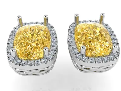 Cushion Halo Earring 1593 3D print model