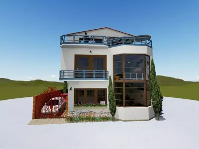 modern house Low-poly 3D model