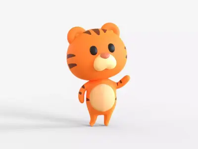 Little Funny Tiger Animated  Low-poly 3D model