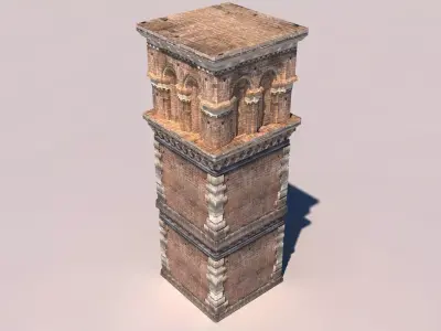 Tower clock in italy Low-poly 3D model