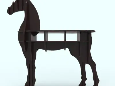 Wooden Horse Table 3d Model 3D model