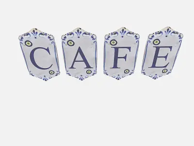 old stone cafe sign model Low-poly 3D model