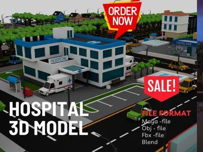 360 Low Poly Cartoon City Models  Low-poly 3D model