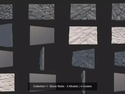 Collection 1- Stone Walls - 4 Models