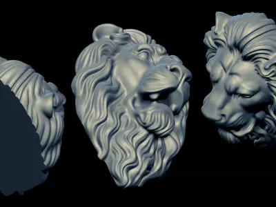 Lion Head Sculpture 3D print 3D print model