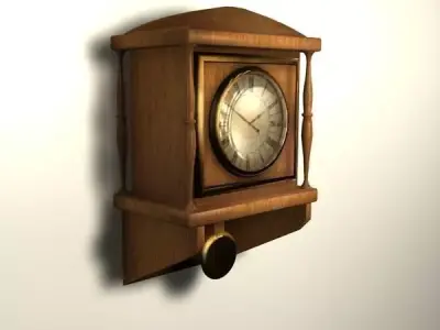 Wooden wall clock 3D model