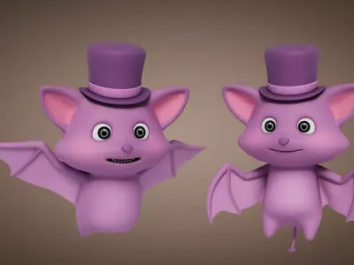 Rigged Cartoon Bat 3D model