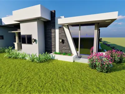 3 houses modern house designs in nigeria Low-poly 3D model