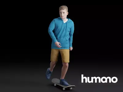 Humano Skateboarding Child 0814 3D model