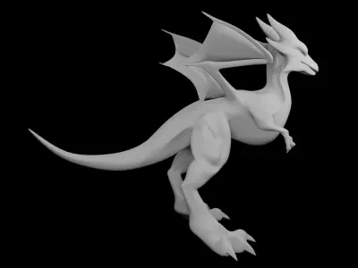 Mini Fire Dragon Low-poly 3D model