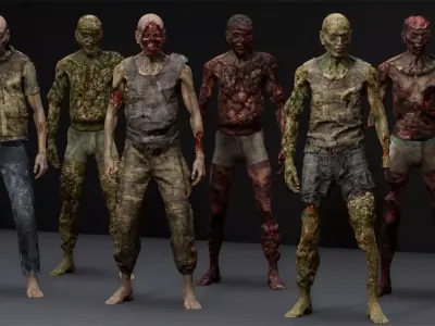 Modular Zombie Dismemberment Pack Low-poly 3D model