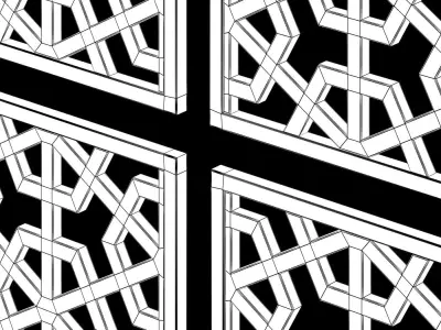 Arabic Islamic pattern decorative gold plaster 3D model