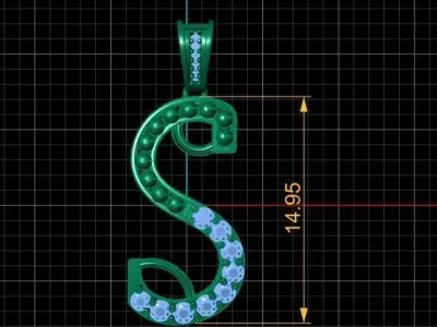 PRECIOUS ALPHABET S PENDANT 3D PRINTABLE MODEL 3D print model