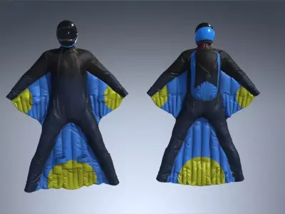Wingsuit Skydiving  PBR Low-poly 3D model