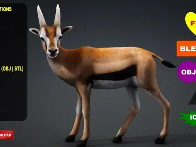 Deer with Animation 10 Low-poly 3D model