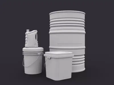 castrol bucket Low-poly 3D model