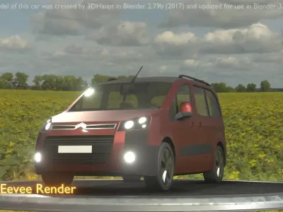 City Car 90 Utility Vehicles Van Type-D Brown Low-poly 3D model