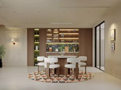 Luxury living room dining room interior scenes  04 3D model