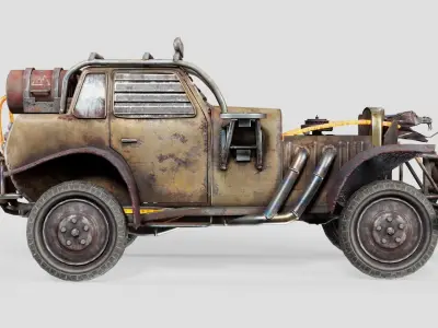 post apocalyptic car the Aspid da1 Low-poly 3D model