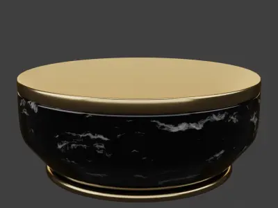 Coffee Table with Marble Texture and Gold Texture 3D Model Free low-poly 3D model