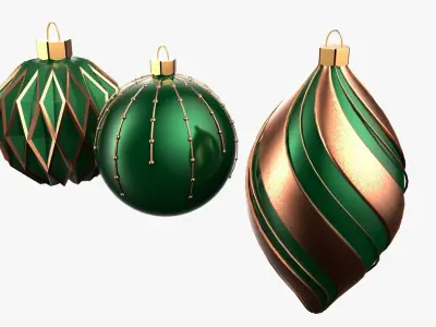Christmas Tree Ornament Set5 - Green Orange 3D model