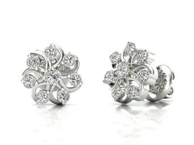Earrings-3150 rose gold stud earrings with diamonds 3D print model