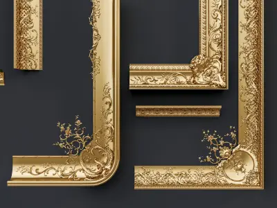 Classic carvings moldings and gypsum cornice 14 3D model