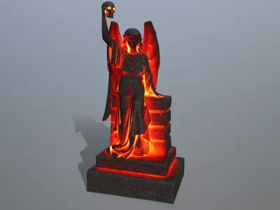 statue 2 with flames Low-poly 3D model
