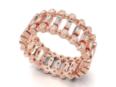  Round and Baguette Diamond Eternity Band 3D print model