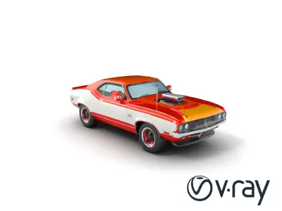 Retro Muscle Car 1970s American model pack Low-poly 3D model