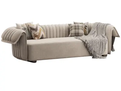 Curved Sofa Microfiber Leather 3D model