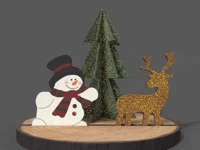 Christmas Decor Christmas tree  deer  snowman 3D model