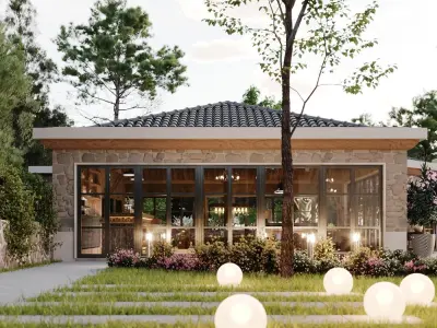Office Interior and Winter Garden Exterior Design 3D Model 3D model