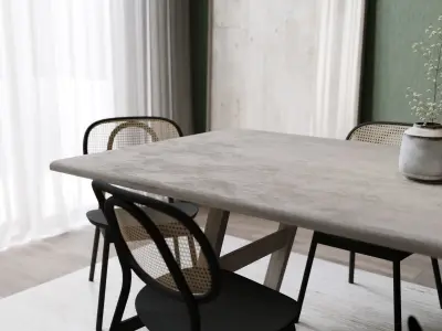Modern Interior Dining Room - Low Poly - PBR Textures Low-poly 3D model